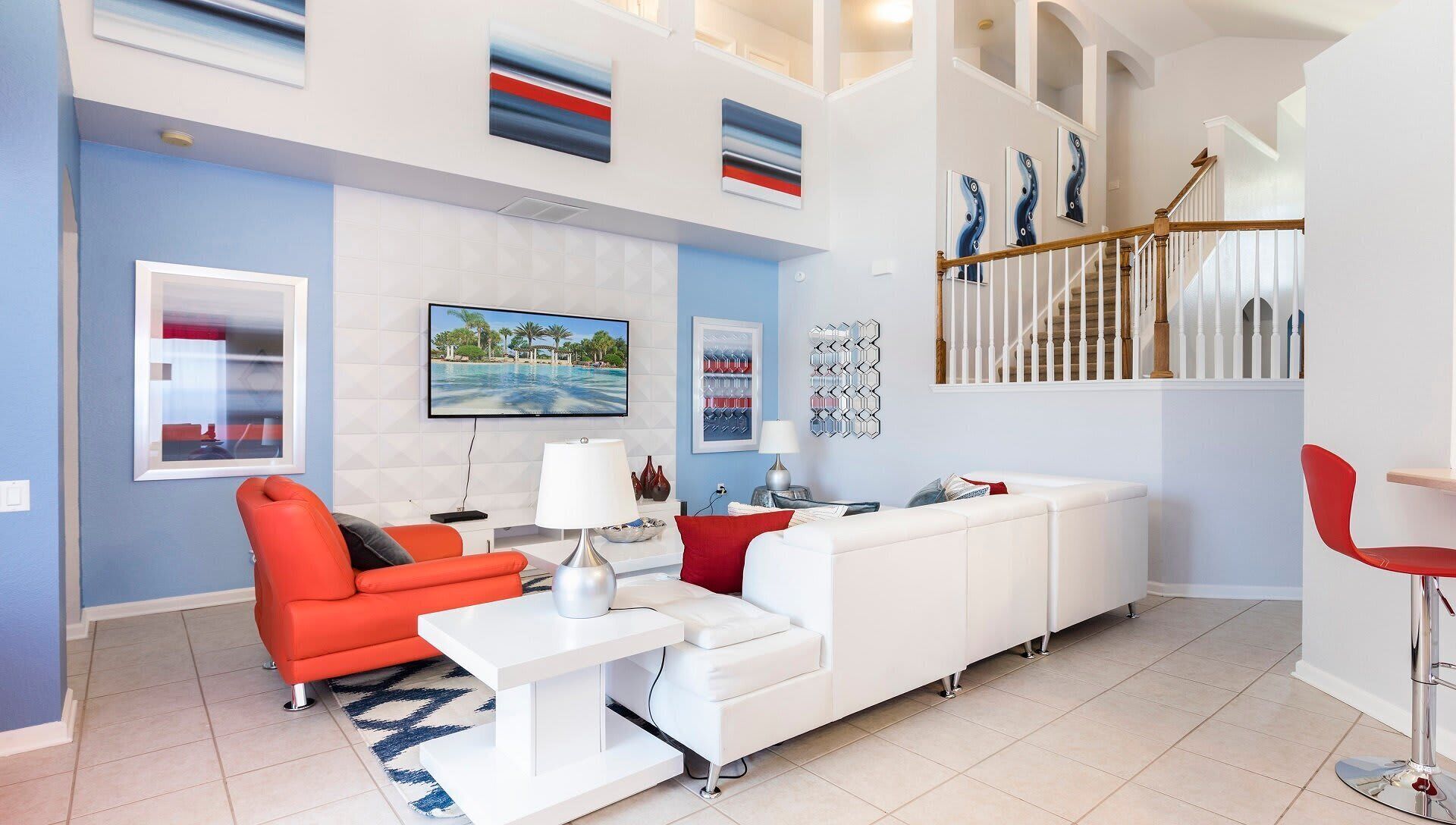 House, Multiple Beds, Pool Access, Pool View (2695ML WH) | Living area | MP3 dock