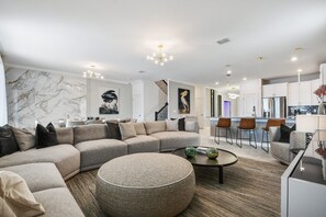 House, Multiple Beds, Pool Access, Pool View (4304PW SL) | Living area - Storey Lake 10br Lakeview Home Pool/spa Game Room (Kissimmee)