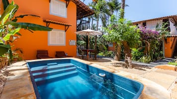 Outdoor pool, open 9:00 AM to 8:00 PM, pool umbrellas, sun loungers