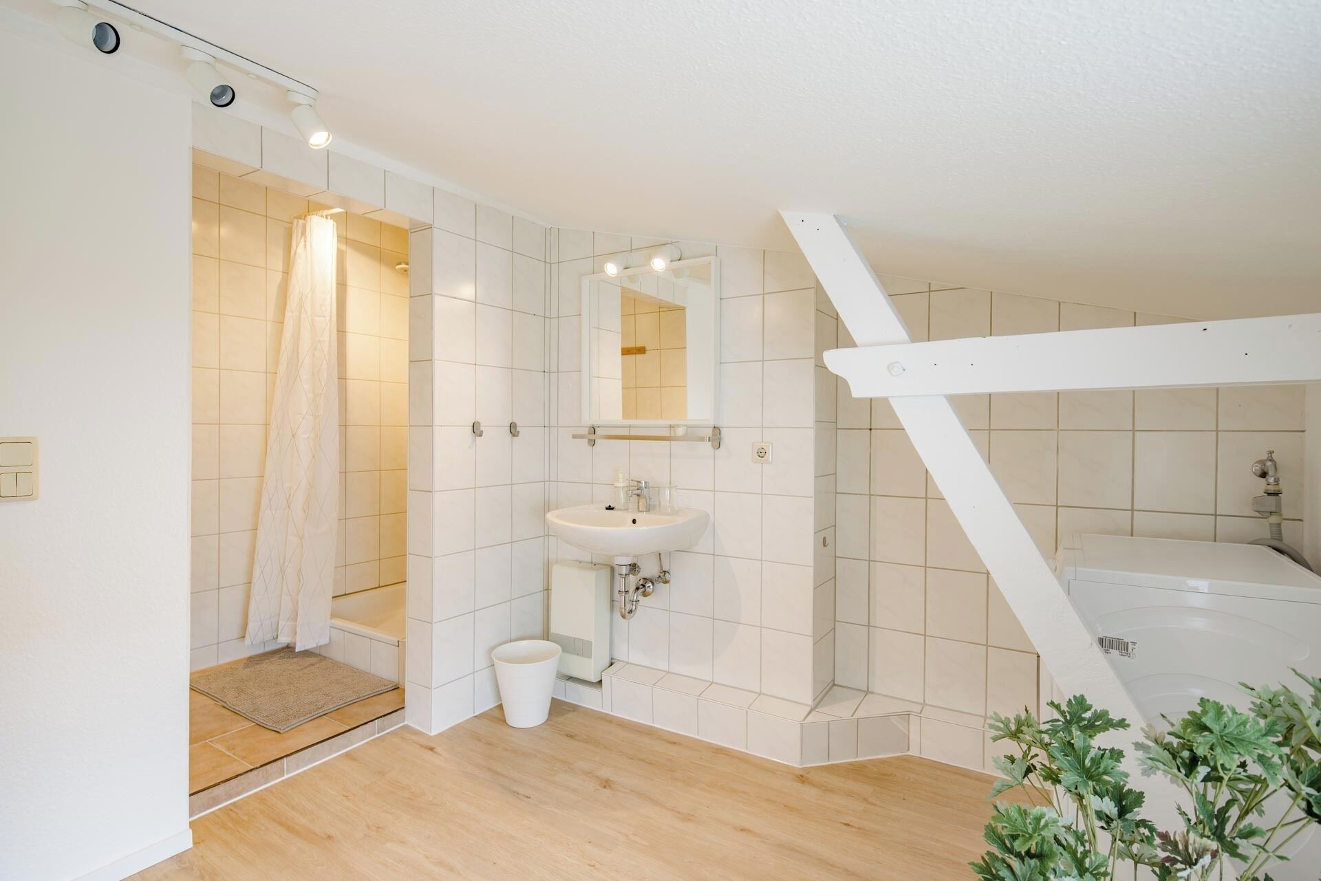 Dusche, Haartrockner, Handtücher, Toilettenpapier