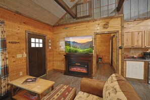 Televisión y chimenea 