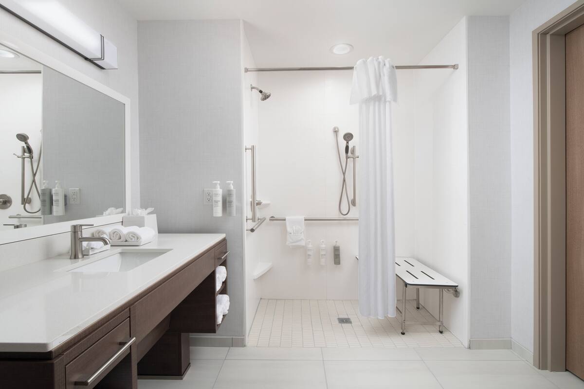 suite, 1 king bed, accessible (roll-in shower) | pillow-top beds, desk, laptop workspace, blackout curtains