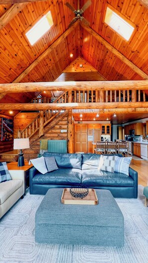 TV connectée, cheminée, livres