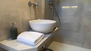 Hair dryer, bathrobes, towels, soap