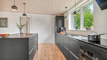 Køleskab, kogeplade, opvaskemaskine, kaffe-/temaskine