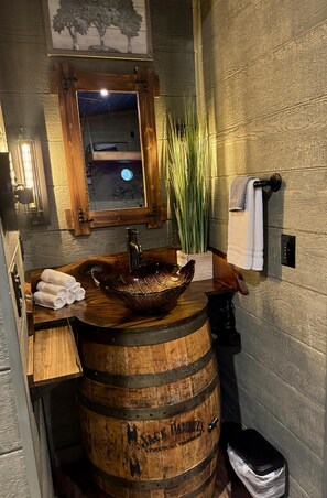 Eco-friendly toiletries, hair dryer, towels