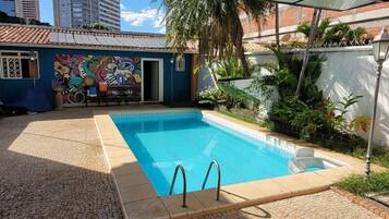 Outdoor pool, pool umbrellas
