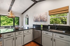 Fridge, microwave, oven, stovetop -  Lake House • Mountain View • Boat House • Large Decks (Lake Lure)