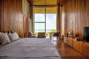 Chambre Double Deluxe, 1 très grand lit, vue océan | Draps en coton égyptien, literie de qualité supérieure