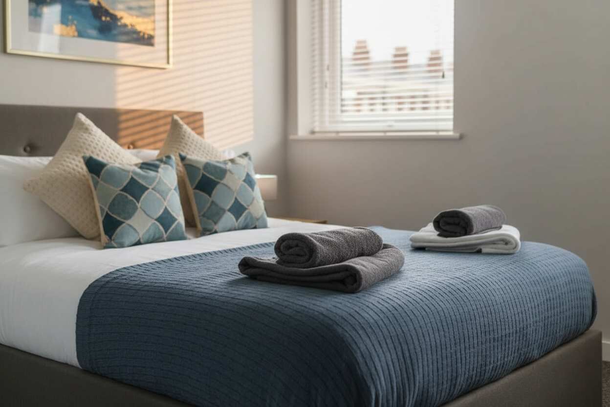 2 bedrooms, iron/ironing board, internet, bed sheets