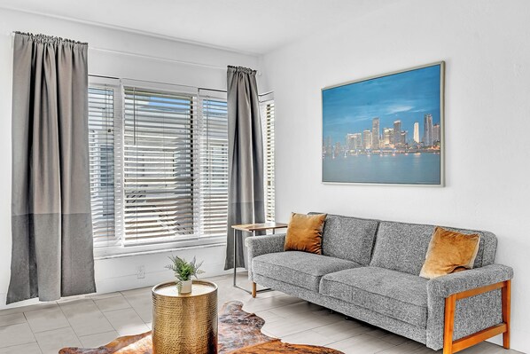 Basic Apartment | Living area | TV, streaming services - Garden Suites-Hosted by Sweetstay (Miami Beach)