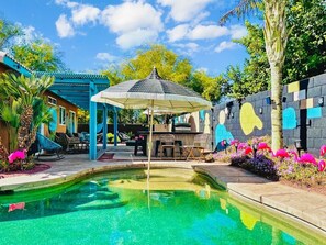Piscine extérieure, piscine chauffée