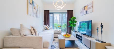 Premium Apartment, 1 Bedroom, Non Smoking, City View | Living area
