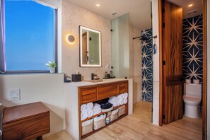 Hair dryer, towels