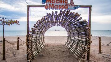 On the beach, white sand