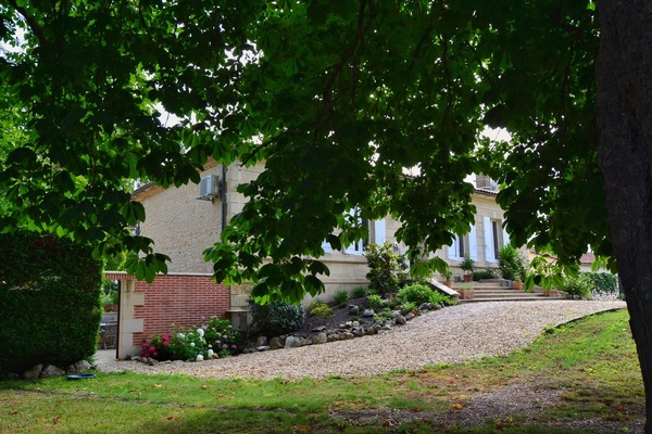 Blick von der alten Kastanie in Richtung des Appartments