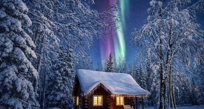 Northern Lights Escape: Authentic Log Cabin with Private Sauna Experience
