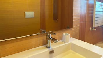 Shower, free toiletries, hair dryer, bathrobes