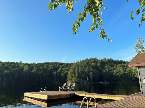 Large floating dock with excellent sunset views and dry boathouse