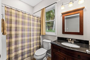 Shower, towels, soap, shampoo