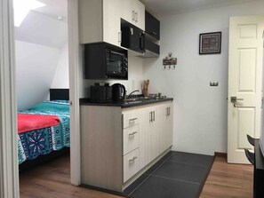 Fridge, microwave, oven, toaster
