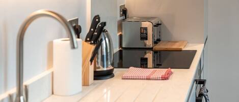 Fridge, microwave, oven, dishwasher