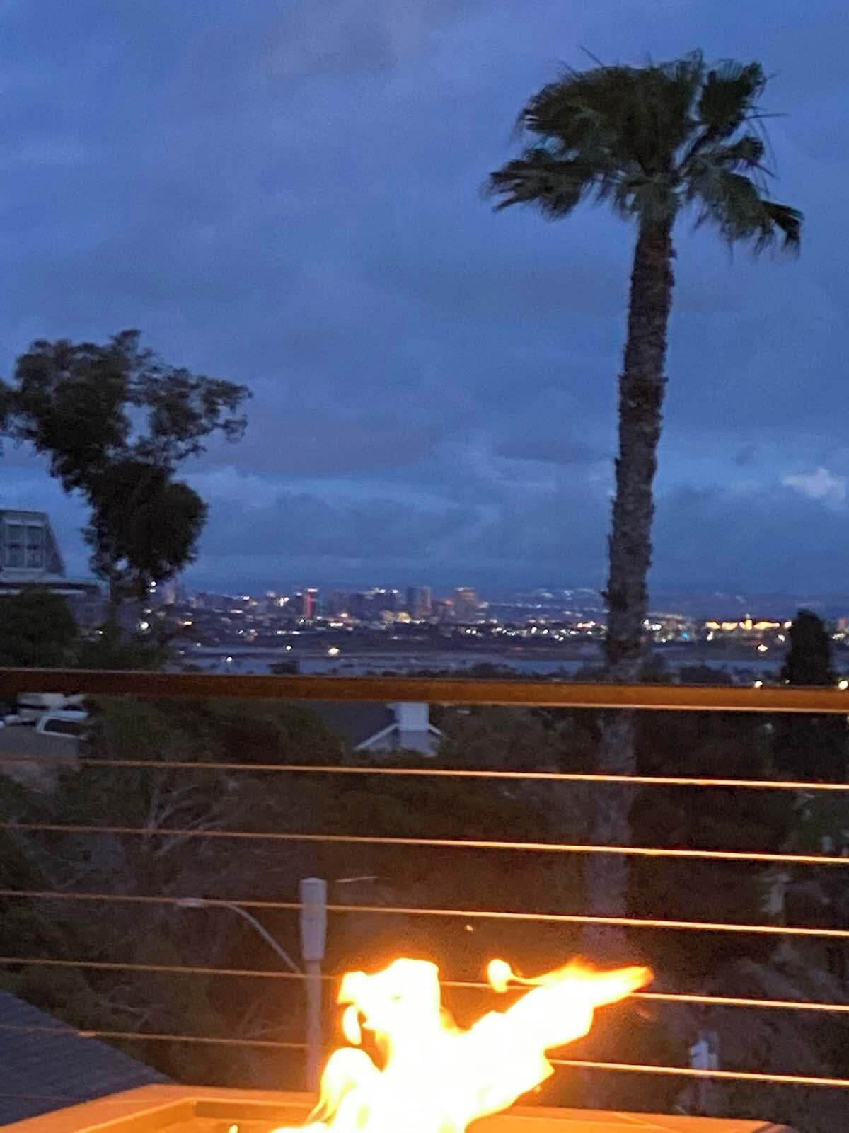 View at night to downtown San Diego.