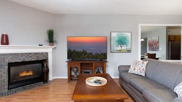TV, fireplace