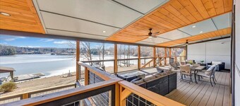7BR/5BA SML Lakefront – Walk to Private Dock w/ Boat Lifts, Fire Pit & Views!