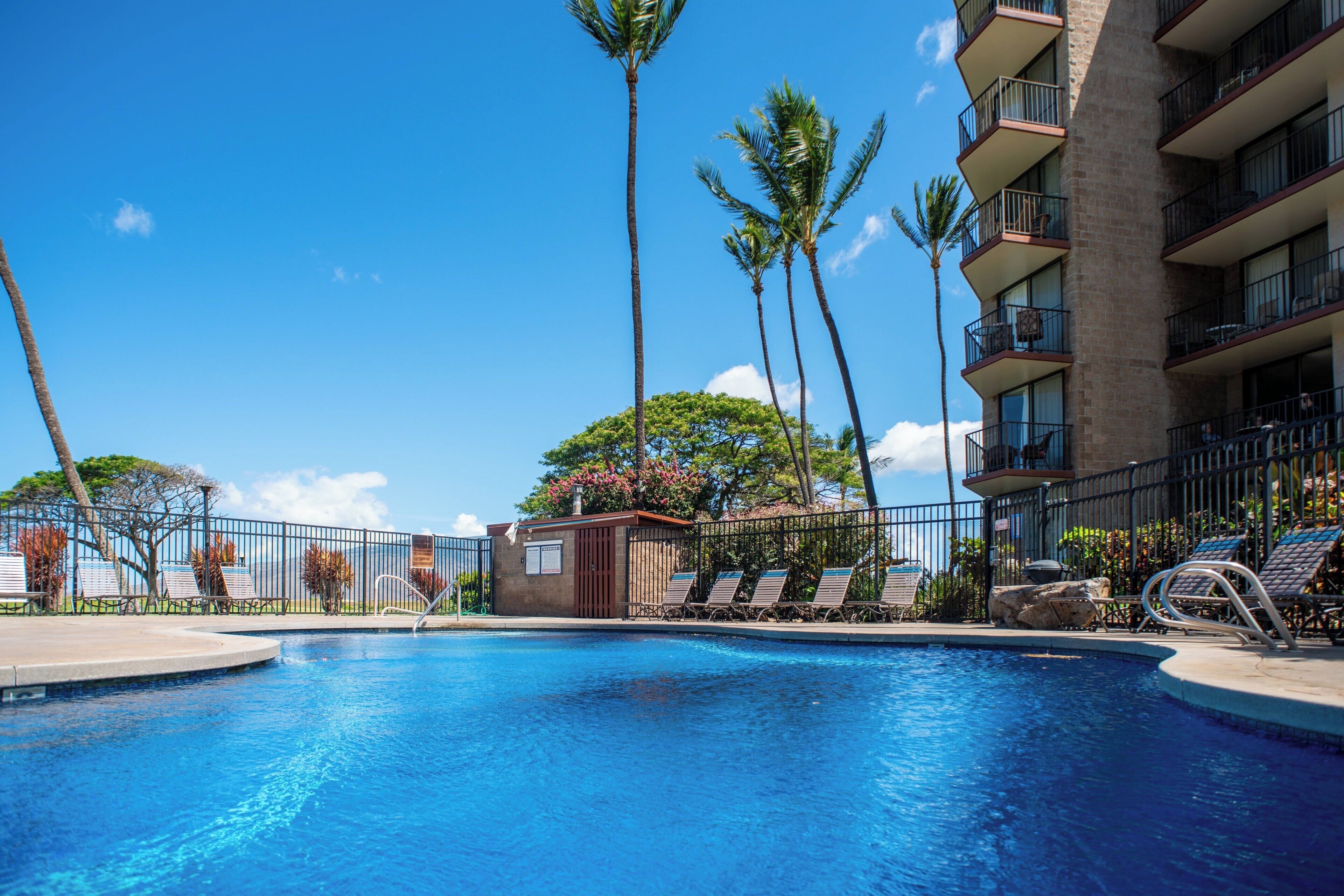 Außenpool, Sonnenschirme, Liegestühle