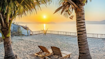 On the beach, white sand