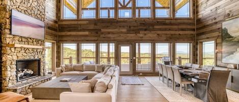 TV, fireplace, offices
