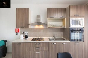 Fridge, microwave, oven, toaster