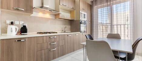 Fridge, microwave, oven, toaster