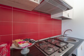 Fridge, oven, stovetop, coffee/tea maker