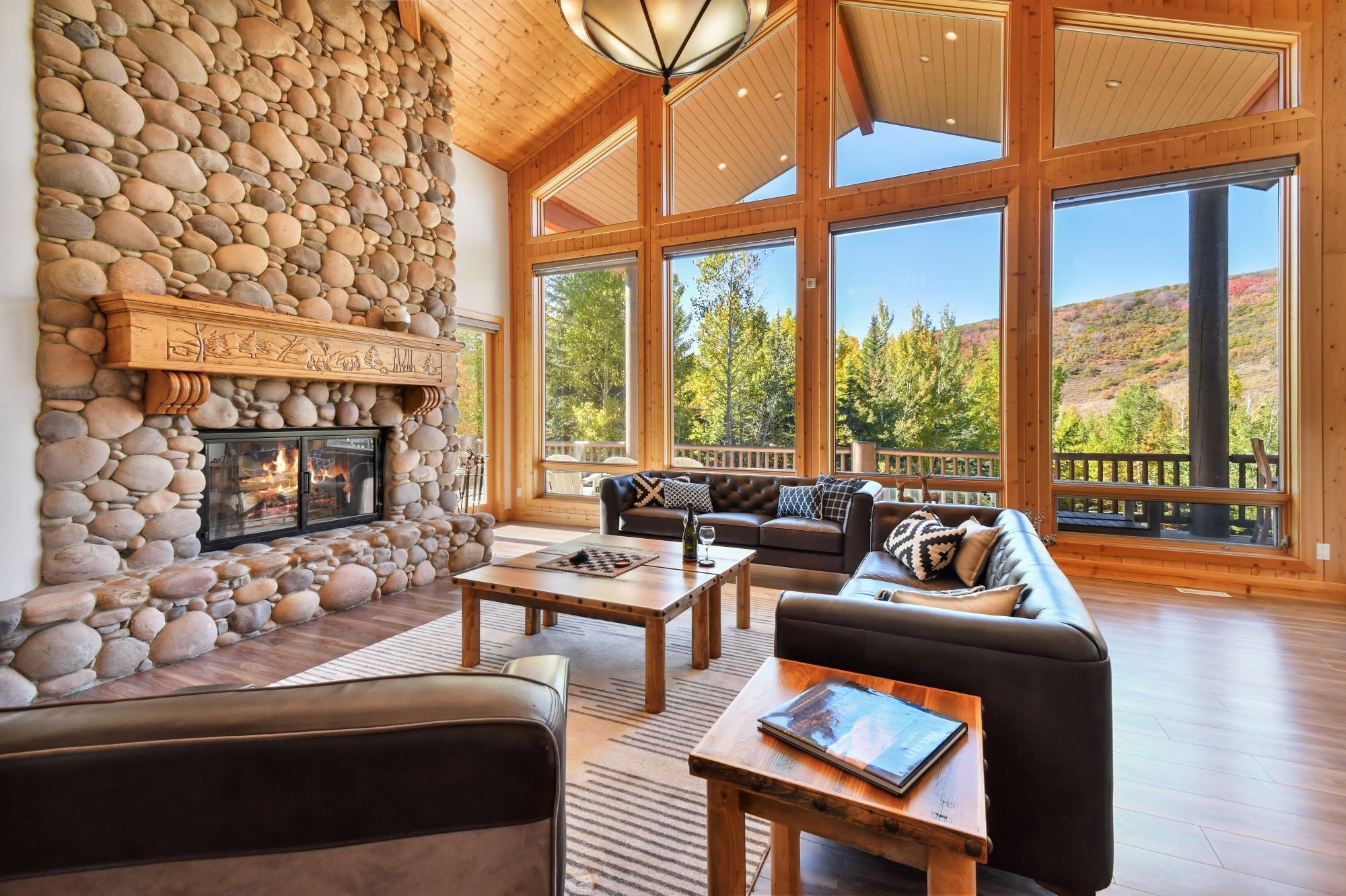 Televisión, chimenea, futbolito, estéreo