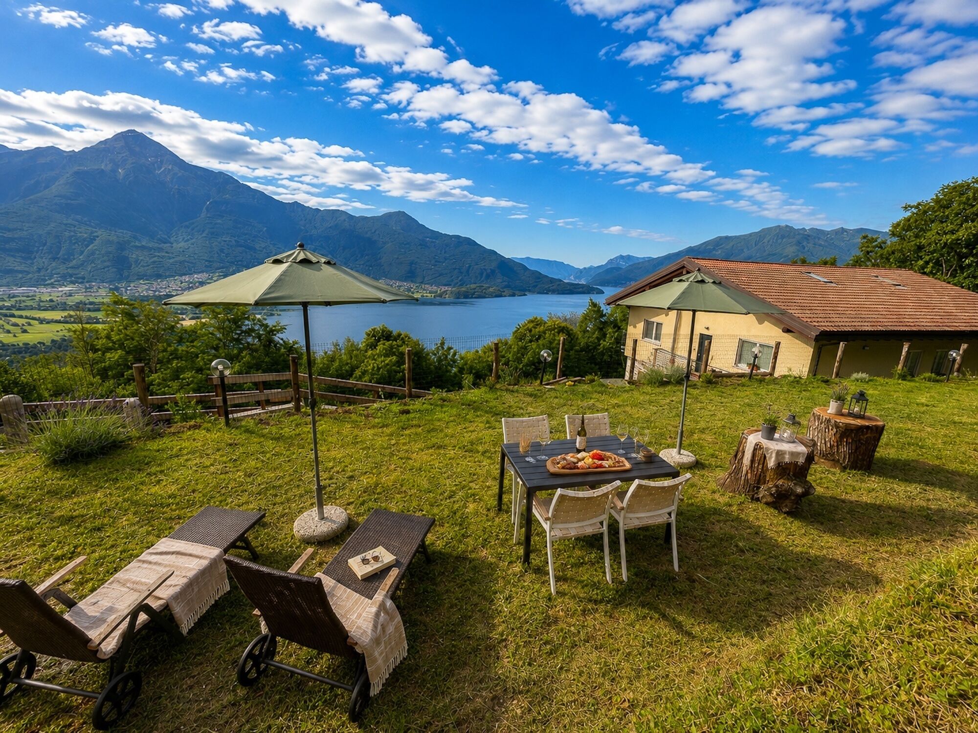 Garten Ferienhaus Tenuta Comer See mit Seeblick