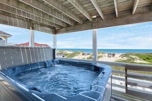 Outdoor spa tub - Surf Monkey: Oceanfront | Private Pool | Rec Room (Nags Head)