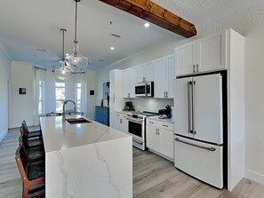 Fridge, microwave, oven, stovetop - Gulf Place Spires #7B | Luxe Townhome, Near Beach (Santa Rosa Beach)