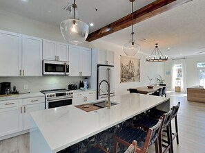 Fridge, microwave, oven, stovetop - Gulf Place Spires #7B | Luxe Townhome, Near Beach (Santa Rosa Beach)