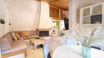 TV, fireplace