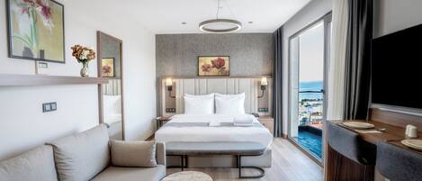 Estudio estándar, vistas al mar | Escritorio, wifi gratis, ropa de cama