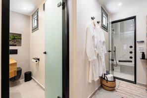Douche, douche hydromassante, articles de toilette gratuits