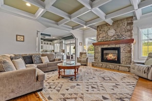 Smart TV, fireplace, video games, table football