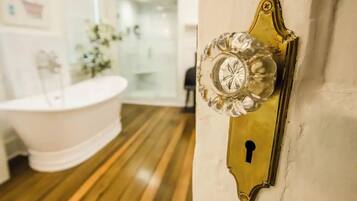 Shower, eco-friendly toiletries, hair dryer, towels