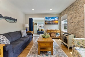 Living room with large smart tv