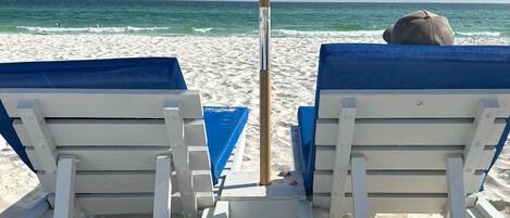 Sun-loungers, beach towels