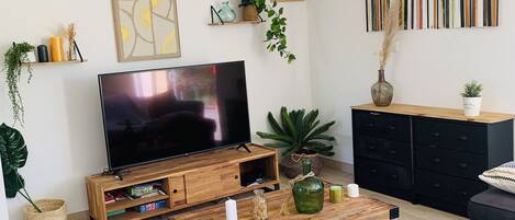 TV connectée, cheminée, jeux vidéo