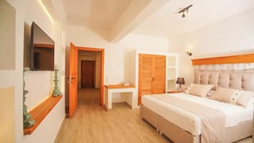 Free minibar items, desk, laptop workspace, soundproofing