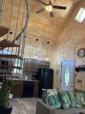 Smart TV, chimenea y libros 